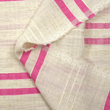 Viscose et coton rayé en relief rose fond écru naturel