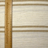 Viscose et coton rayé en relief taupe fond écru naturel