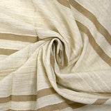 Viscose et coton rayé en relief taupe fond écru naturel