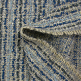 Tweed de laine mélangée lurex argent Carmen beige et bleu