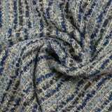 Tweed de laine mélangée lurex argent Carmen beige et bleu
