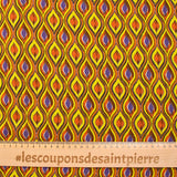 Crépon viscose lurex imprimé rivière curry et orange