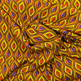 Crépon viscose lurex imprimé rivière curry et orange