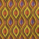 Crépon viscose lurex imprimé rivière curry et orange