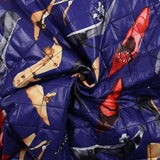 Quathelated printed heels High indigo background