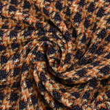 Tweed de laine mélangée à carreaux mauve, orange et beige