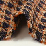 Tweed de laine mélangée à carreaux mauve, orange et beige