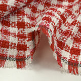 Tweed de poliéster de cuadros rojos y blancos