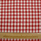 Tweed de poliéster de cuadros rojos y blancos