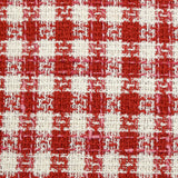 Tweed de poliéster de cuadros rojos y blancos