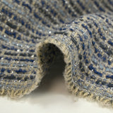 Tweed de laine mélangée lurex argent Carmen beige et bleu
