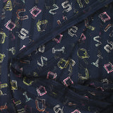 Mousseline imprimée bande satin alphabet fond marine