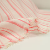 Coton tissé-teint Barco rayé rose fond écru
