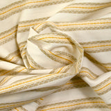 Coton tissé-teint rayé brodé fond ficelle