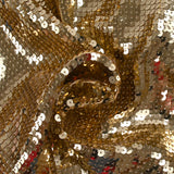 Gold sequins on nude mesh