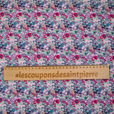 Flores de estampado de algodón Matilde fucsia y pato