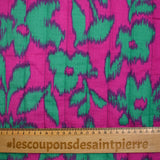 Double gaze matelassée double face Maui fond turquoise et magenta au mètre
