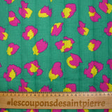 Double gaze matelassée double face Maui fond turquoise et magenta au mètre