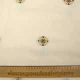 Coton tissé-teint jacquard Malina vert et lie de vin fond écru