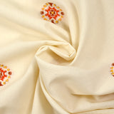 Coton tissé-teint jacquard Malina orange et brique fond écru