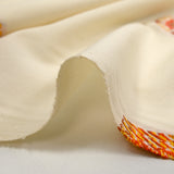 Coton tissé-teint jacquard Malina orange et brique fond écru