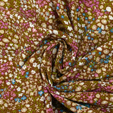 Viscose imprimée fleurs Meryl fond marron