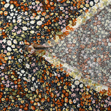 Viscose imprimée fleurs Meryl fond marine