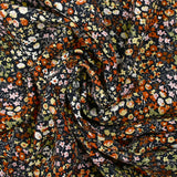 Viscose imprimée fleurs Meryl fond marine