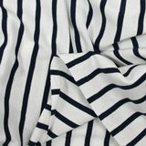 Jersey de coton fin rayé marine fond blanc