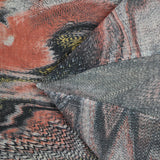 Voile de polycoton esprit animal corail, jaune et gris anthracite