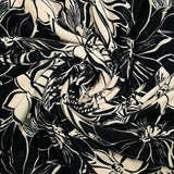 Jersey corto de terciopelo estampado con flores marfil y fondo negro