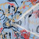 Viscose imprimée ombre de tulipes fond bleu