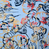 Viscose imprimée ombre de tulipes fond bleu