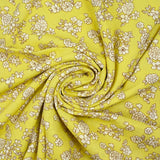 Viscose imprimée printanière blanc cassé fond jaune soufre