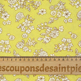 Viscose imprimée printanière blanc cassé fond jaune soufre