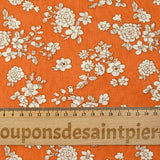 Viscose imprimée printanière blanc cassé fond orange