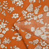 Viscose imprimée printanière blanc cassé fond orange
