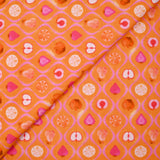 Viscose tissée imprimée découpe de fruits fond orange