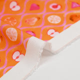 Viscose tissée imprimée découpe de fruits fond orange