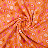 Viscose tissée imprimée découpe de fruits fond orange