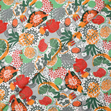 Popeline de coton imprimée fruit exotique orange et vert
