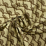 Popeline de coton imprimée graphique marron fond beige