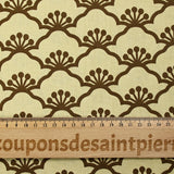 Popeline de coton imprimée graphique marron fond beige