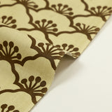 Popeline de coton imprimée graphique marron fond beige