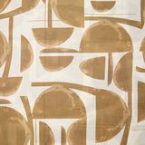 Voile de coton imprimé géometrie beige fond blanc
