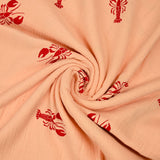 Double gaze imprimée homard rouge fond abricot