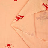 Double gaze imprimée homard rouge fond abricot