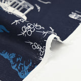 Japanese printed cotton with navy blue background