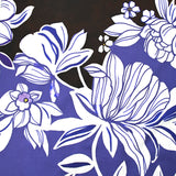 Viscose imprimée jardin fleuri violet fond marron