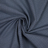 Popeline polycoton imprimée géométrique bleu fond blanc